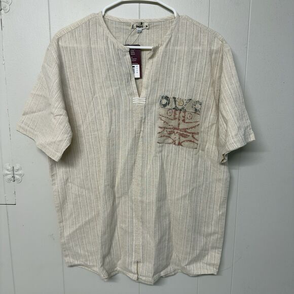 Hijo Casual Top Short Sleeves Made In Philippines Pocket Front Men M NWT - Picture 1 of 10